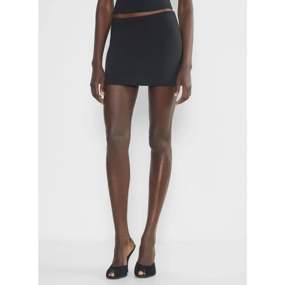 Aritzia Contour Enrich Mini Tube Skirt Built In Brief Black L NEW